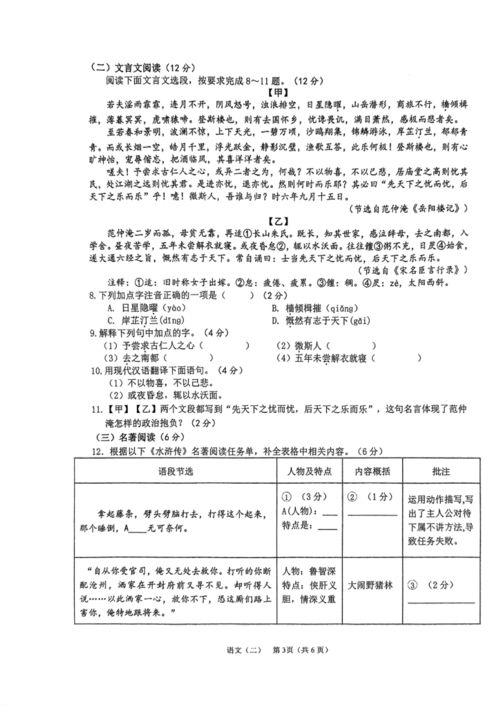 2023年海南省?？谑械谑闹袑W集團初中學業水平模擬考試 二 語文試題 圖片版無答案